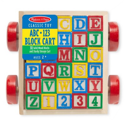 Melissa & Doug Classic ABC Wooden Block Cart Educational Toy With 30 Solid Wood Blocks