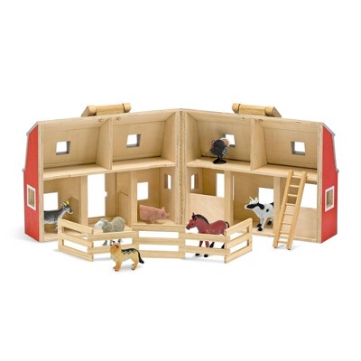  Melissa & Doug Fold And Go Wooden Barn Play Set