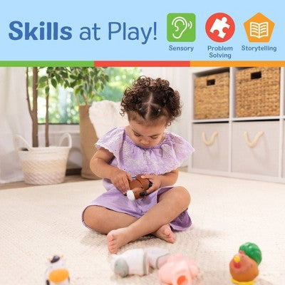  Melissa & Doug Pop Blocs Farm Animals Educational Baby Toy - 10pc: Fine Motor Skills Development Plastic Set