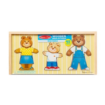  Melissa & Doug Mix 'n Match Wooden Bear Family Dress-Up Puzzle With Storage Case (45pc)