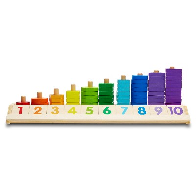  Melissa & Doug Counting Shape Stacker - Wooden Educational Toy With 55 Shapes And 10 Number Tiles