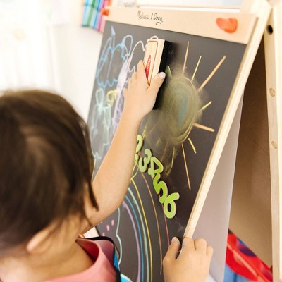  Melissa & Doug Deluxe Magnetic Standing Art Easel With Chalkboard, Dry-Erase Board, And 39 Letter And Number Magnets