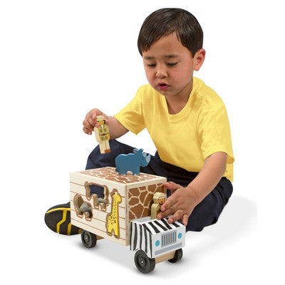  Melissa & Doug Animal Rescue Shape-Sorting Truck - Wooden Toy With 7 Animals And 2 Play Figures