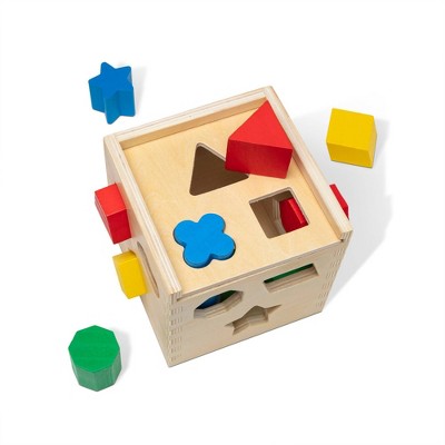  Melissa & Doug Shape Sorting Cube - Classic Wooden Toy With 12 Shapes
