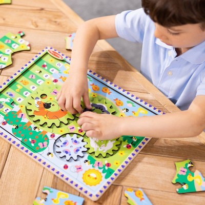  Melissa & Doug Wooden Animal Chase Jigsaw Spinning Gear Puzzle – 24pc