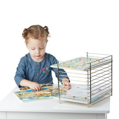  Melissa & Doug Puzzle Storage Rack - Wire Rack Holds 12 Puzzles: Educational Fine Motor Metal Organizer