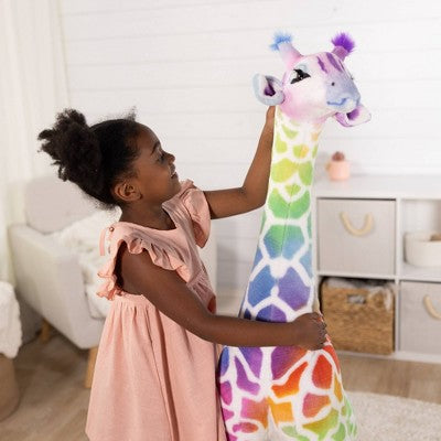  Melissa & Doug Rainbow Giraffe Lifelike Plush: Zoo Animal Stuffed Toy