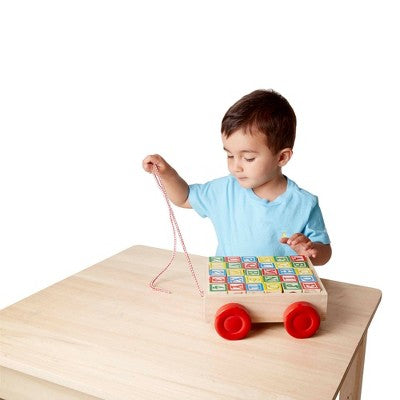  Melissa & Doug Classic ABC Wooden Block Cart Educational Toy With 30 Solid Wood Blocks