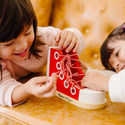  Melissa & Doug Deluxe Wood Lacing Sneaker - Learn To Tie A Shoe Educational Toy