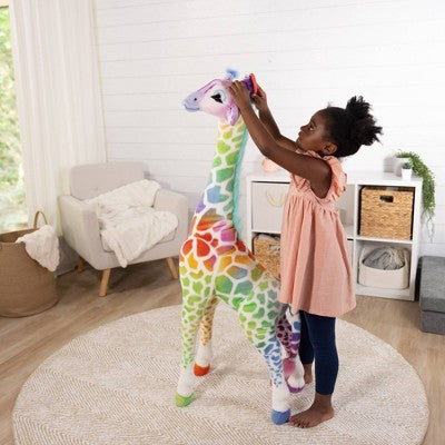  Melissa & Doug Rainbow Giraffe Lifelike Plush: Zoo Animal Stuffed Toy