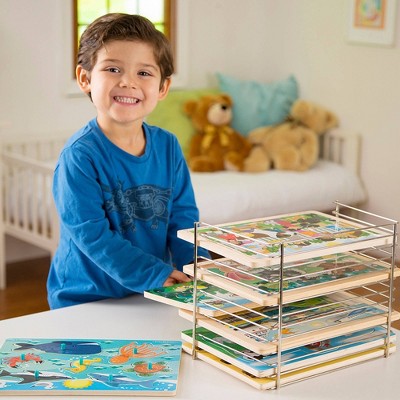  Melissa & Doug Puzzle Storage Rack - Wire Rack Holds 12 Puzzles: Educational Fine Motor Metal Organizer