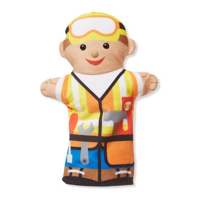  Melissa & Doug Jolly Helpers Hand Puppets (Set Of 4) - Construction Worker, Doctor, Police Officer, And Firefighter