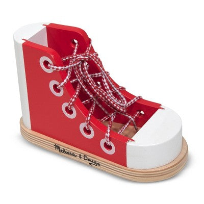  Melissa & Doug Deluxe Wood Lacing Sneaker - Learn To Tie A Shoe Educational Toy