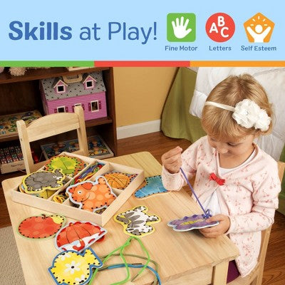  Melissa & Doug Alphabet Wooden Lacing Cards With Double-Sided Panels And Matching Laces: Educational Fine Motor Skills Toy