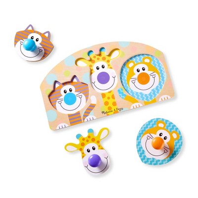  Melissa & Doug First Play Wooden Jumbo Knob Safari Animal Puzzle (3pc)