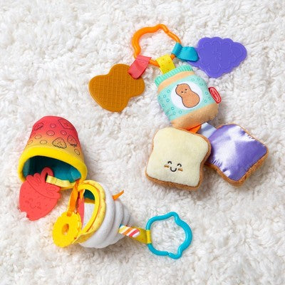  Melissa & Doug Multi-Sensory Take-Along Clip-On Infant Toy 2pk (PB&J And Bubble Tea)