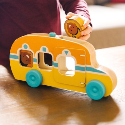  Melissa & Doug GO Tots Wooden Roll & Ride Bus With 3 Disks