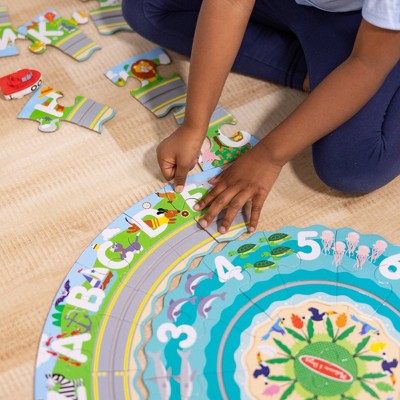  Melissa & Doug Round The Shore Tracks Cardboard Jigsaw Floor Puzzle And Wind-Up Vehicles – 48pc