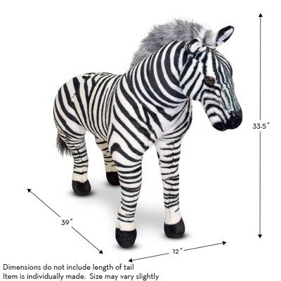  Melissa & Doug Giant Striped Zebra - Lifelike Stuffed Animal (nearly 3 Feet Tall)
