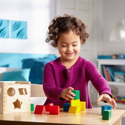  Melissa & Doug Shape Sorting Cube - Classic Wooden Toy With 12 Shapes