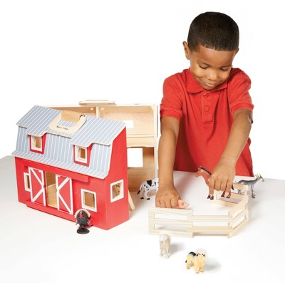  Melissa & Doug Fold And Go Wooden Barn Play Set