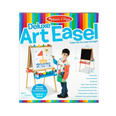  Melissa & Doug Deluxe Standing Art Easel - Dry-Erase Board, Chalkboard, Paper Roller