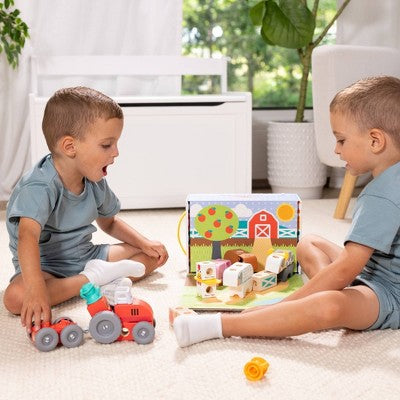  Melissa & Doug Blockables Farm Snap And Play, Mix And Match Connectable Wooden Building Blocks Play Set - 56Pc