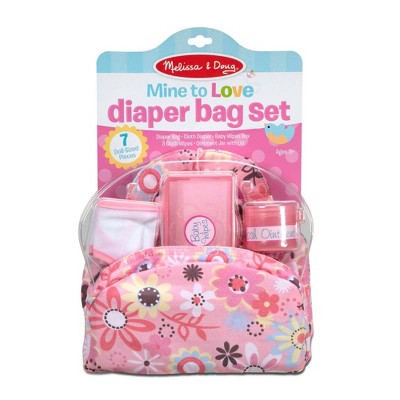  Melissa & Doug Mine To Love Doll Diaper Changing Set With Bag, Wipes, Accessories (7pc)