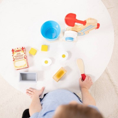  Melissa & Doug Wooden Make-a-Cake Mixer Set (11pc) - Play Food And Kitchen Accessories