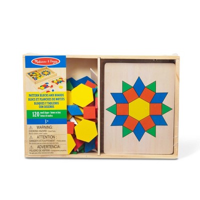  Melissa & Doug Pattern Blocks And Boards - Classic Toy With 120 Solid Wood Shapes And 5 Double-Sided Panels