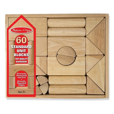  Melissa & Doug Standard Unit Solid-Wood Building Blocks With Wooden Storage Tray (60pc)