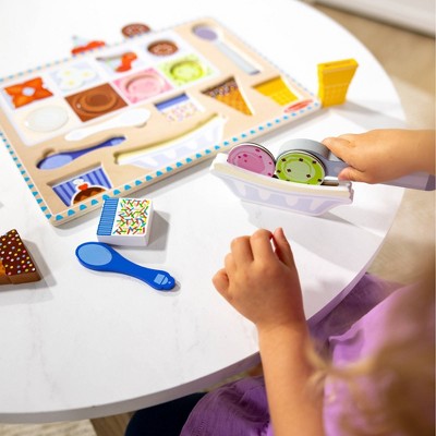  Melissa & Doug Ice Cream Wooden Magnetic Puzzle Play Set, 16pc Magnet With Scooper