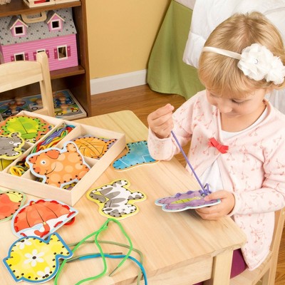  Melissa & Doug Alphabet Wooden Lacing Cards With Double-Sided Panels And Matching Laces: Educational Fine Motor Skills Toy