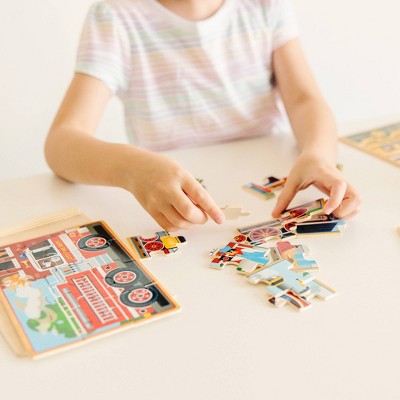  Melissa & Doug Vehicles 4-in-1 Wooden Jigsaw Puzzles In A Storage Box - 48pc