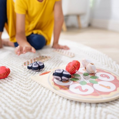  Melissa & Doug Wooden Double-Sided Pizza Topping Toss Games Bean Bag Target Game, Bingo, Tic-Tac-Toe, Matching, Number