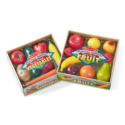  Melissa & Doug Play-Time Produce Fruit (9pc) And Vegetables (7pc) Realistic Play Food