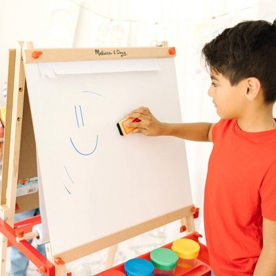  Melissa & Doug Deluxe Magnetic Standing Art Easel With Chalkboard, Dry-Erase Board, And 39 Letter And Number Magnets