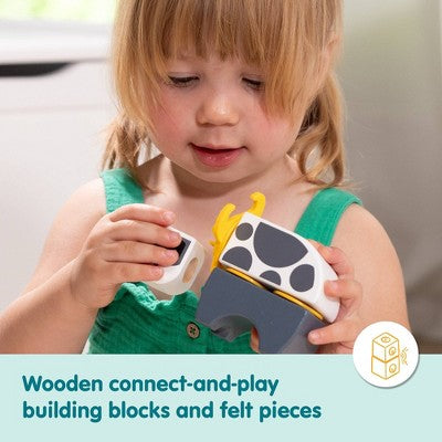  Melissa & Doug Blockables Farm Snap And Play, Mix And Match Connectable Wooden Building Blocks Play Set - 56Pc