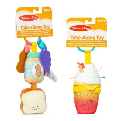  Melissa & Doug Multi-Sensory Take-Along Clip-On Infant Toy 2pk (PB&J And Bubble Tea)