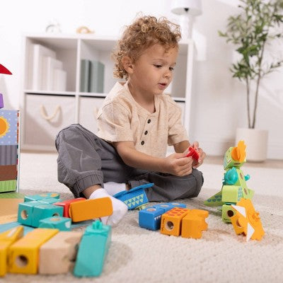  Melissa & Doug Blockables Dinosaur Snap And Play : Mix And Match Connectable Wooden Building Blocks Play Set