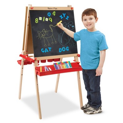  Melissa & Doug Deluxe Magnetic Standing Art Easel With Chalkboard, Dry-Erase Board, And 39 Letter And Number Magnets