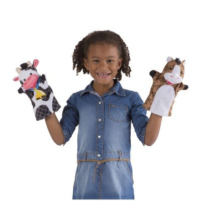  Melissa & Doug Farm Friends Hand Puppets (Set Of 4) - Cow, Horse, Sheep, And Pig