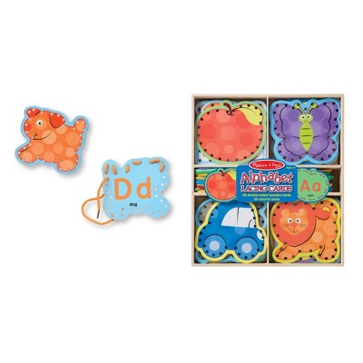  Melissa & Doug Alphabet Wooden Lacing Cards With Double-Sided Panels And Matching Laces: Educational Fine Motor Skills Toy