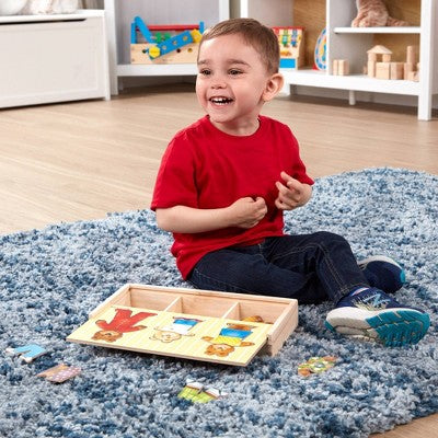  Melissa & Doug Mix 'n Match Wooden Bear Family Dress-Up Puzzle With Storage Case (45pc)