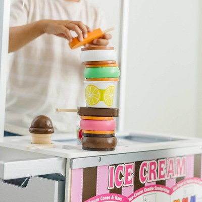  Melissa & Doug Wooden Snacks And Sweets Food Cart - 40+ Play Food Pc, Reversible Awning