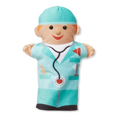  Melissa & Doug Jolly Helpers Hand Puppets (Set Of 4) - Construction Worker, Doctor, Police Officer, And Firefighter