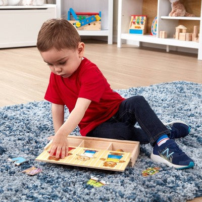  Melissa & Doug Mix 'n Match Wooden Bear Family Dress-Up Puzzle With Storage Case (45pc)