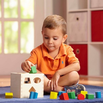  Melissa & Doug Shape Sorting Cube - Classic Wooden Toy With 12 Shapes