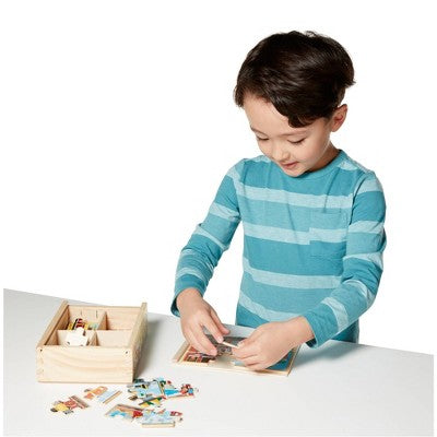  Melissa & Doug Vehicles 4-in-1 Wooden Jigsaw Puzzles In A Storage Box - 48pc