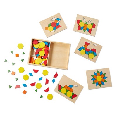  Melissa & Doug Pattern Blocks And Boards - Classic Toy With 120 Solid Wood Shapes And 5 Double-Sided Panels